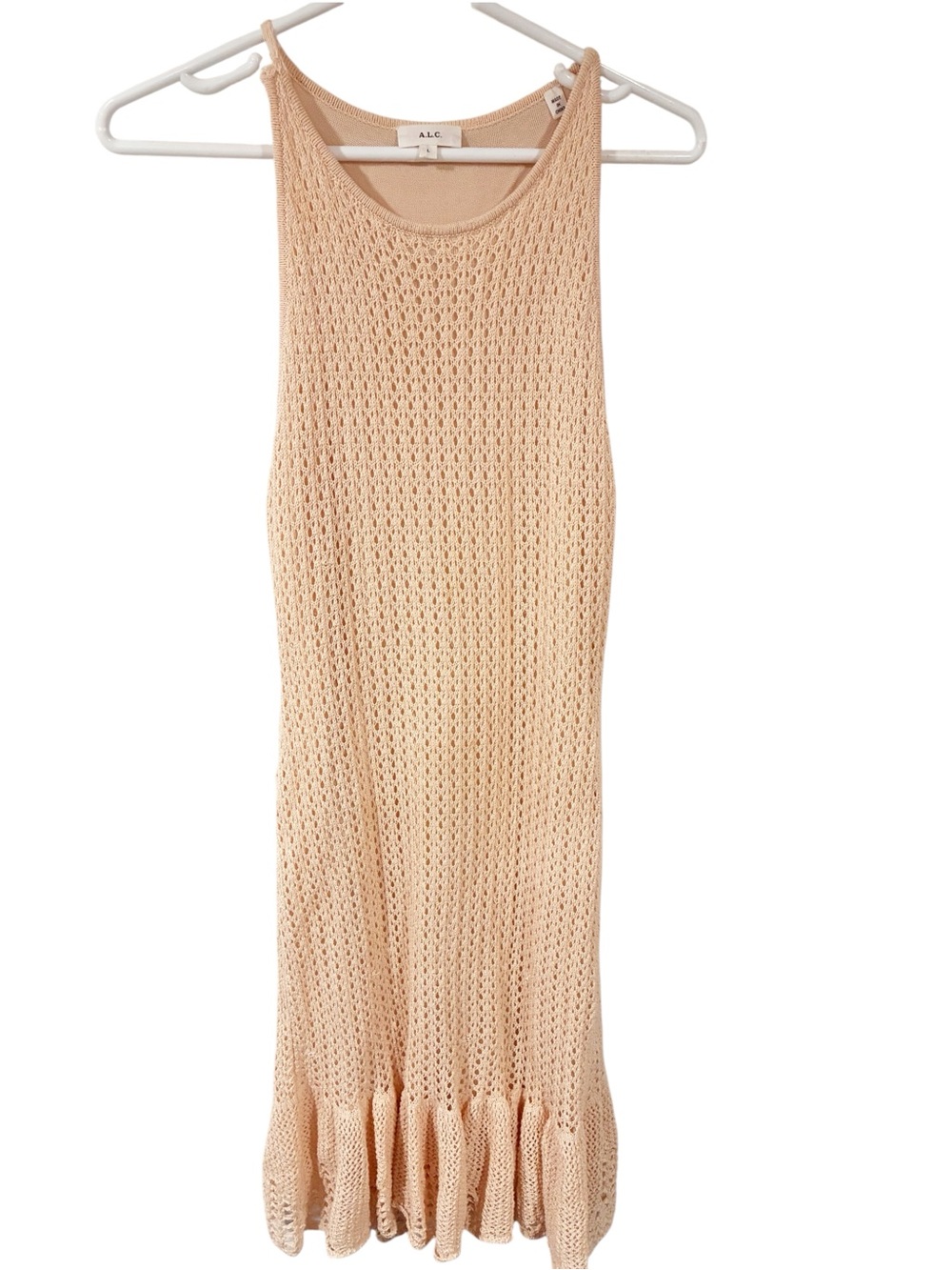 A.L.C Cream Crochet Tulled MIDI Tank Dress Size Large